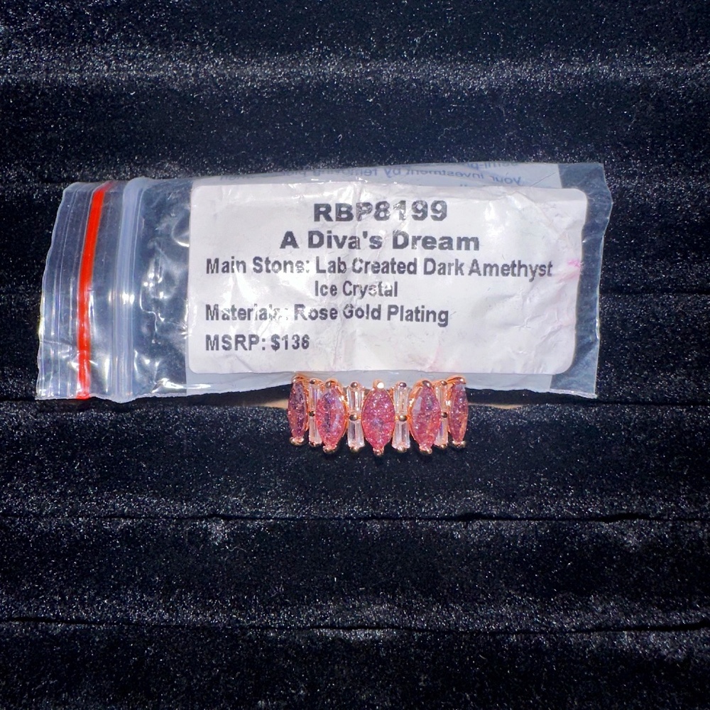 Bomb Party Dark Amethyst Ice Crystal Ring Size 11